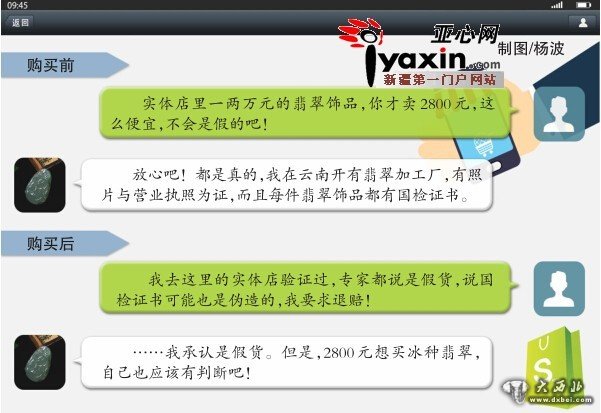     微信朋友圈買(mǎi)到假翡翠 店主：2800元想買(mǎi)翡翠，自己也該有判斷吧